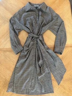 Vestido Camisa Antonio Melani Roxanne Botón Acanalado Talla 18 Academia Cuadros Otoño Foto 1 de 4