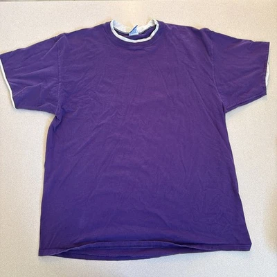 Camiseta en blanco vintage años 80 90 marca bicicleta púrpura gris algodón hecha en EE. UU. XL Foto 1 de 4