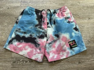 Vintage Surf Style Mens Medium Colorful Tie-Dye Shorts Swim Trunks Unlined Logo - Picture 1 of 7