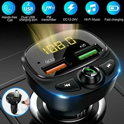 FM Transmitter Auto Bluetooth 5.0 KFZ Radio Adapter Dual USB Ladegerät für Handy - Bild 1 von 4