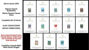 Sierra Leona 1991 Insectos Mariposas Plantas Flores Raro Imperf Prueba MNH - Imagen 1 de 15