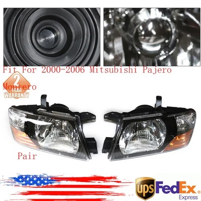 Fit For 2000-2006 Mitsubishi Pajero Montero Left Right Set Headlights Headlamps Foto 1 de 4