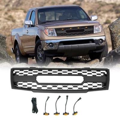 Black Front Bumper Grill Grille For 2009-2016 Nissan Frontier W/LIGHTS Foto 1 de 4