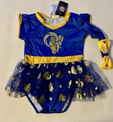 NFL Los Angeles Rams 12 Mo Infant Girl 3 Piece set Tutu Dress Headband Pants - Image 1 of 4