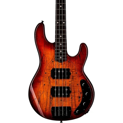 Sterling by Music Man StingRay RAY34 HH Spalted Maple Top Bass Blood Orange Brst - Image 1 of 4