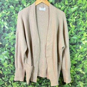 Old Navy Womens Cardigan Sweater Large Mocha Taffy Open Front Pockets Cozy Knit - Picture 1 of 9