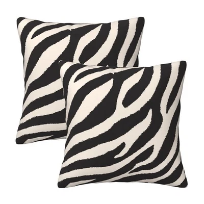 Juego de 2 fundas de almohada de terciopelo a rayas de 18x18 pulgadas con estampado de cebra... Foto 1 de 4