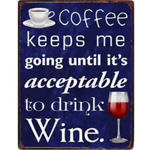 Retro Vintage Coffee Keeps Me Going Drink Wine Novelty Pub Shed Metal Wall Sign - Picture 1 of 2