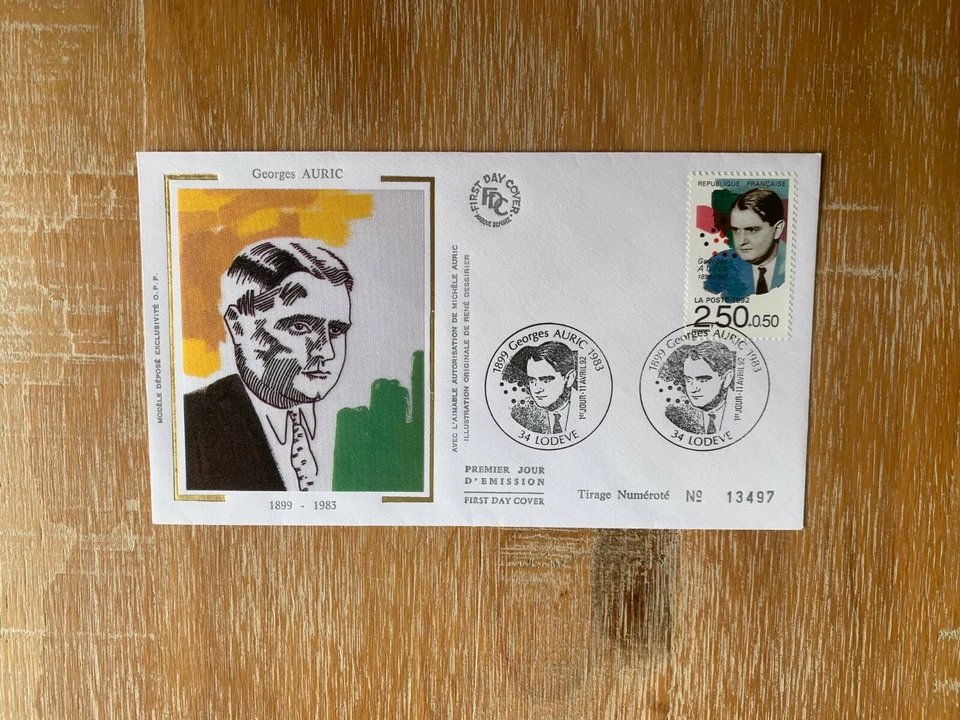 FRANCE 1992 FDC SILK GEORGES AURIC COMPOSER - Image 1 of 1