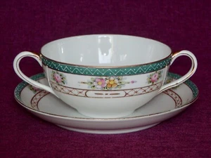  Nippon China Bouillon Tasse mit Unterteller - 1891 -1921 Ära - Noritake - Bild 1 von 9