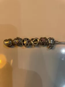 pandora bracelet with 5 charms 17cm As Pictured, Needs A Polish - Picture 1 of 3