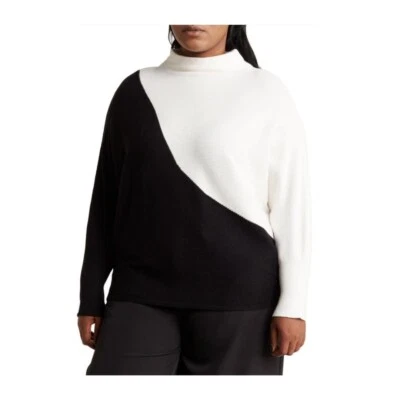 Suéter Tahari Mujer Negro Blanco Color Bloque Tejido Manga Dolman Talla Grande 3X Nuevo Foto 1 de 4