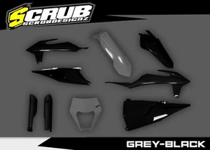 KTM 2020 2021 2022 2023 EXC EXC-F XC-W XCF-W Plastics kit Fork guards Grey Black - Picture 1 of 3