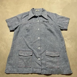 Vintage 60s Nat Nast Chambray Bowling Rockabilly Shirt Size 38 Chicago Niles L - Picture 1 of 9