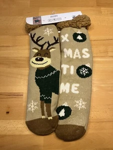 Lustige Anti-Rutschsocken Hausschuhe Größe 34-39 Rentier Onesize Wintersocken - Bild 1 von 3