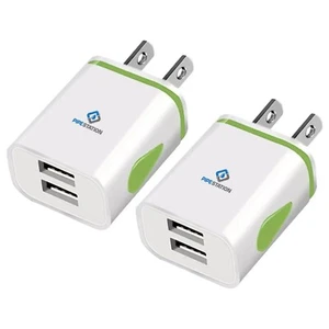US 2 Pin to Dual USB Plug Adapter - 2 Pack, Travel Charger America USA Adaptor - Picture 1 of 8