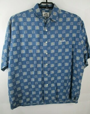 Camisa Slazenger Para Hombre Talla L Manga Corta Abotonada Lino Tiburón Golf Azul Foto 1 de 4
