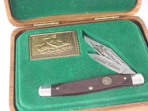SCHRADE USA VINTAGE 1994/95 FEDERAL DUCK STAMP LIMITED EDITION KNIFE IN WOOD BOX - Picture 1 of 13