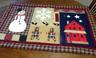 Patchwork Quilted Wall Hanging  Snowman Stars House Gingerbread Boys