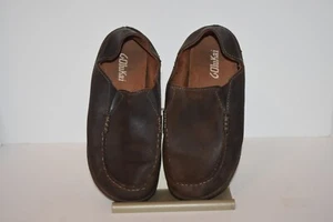 OLUKAI BROWN MOLOA BOYS LEATHER SLIP ON LOAFERS - YOUTH SIZE 3.5 - Picture 1 of 6