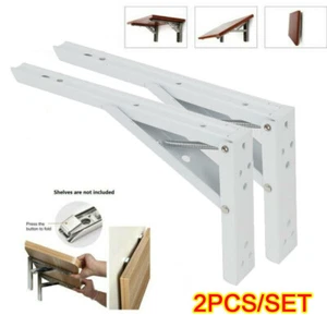 2Pcs Folding Heavy Duty Shelf Bracket Triangle Bench Mounted Table Wall Hinges - Picture 1 of 12