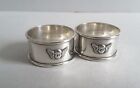 NICE,  PAIR  'ANGEL ' ANTIQUE SOLID SILVER NAPKIN RINGS.  58 gms.    SHEFF. 1906