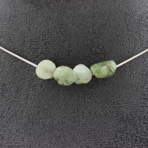Collar 4 Cuentas Cianita Verde Del Brasil. Cadena de Acero Inoxidable Collar Fe - Imagen 1 de 6