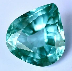 Piedras preciosas tratadas con certificación de pera de turmalina indicolita verde 15,05 quilates - Imagen 1 de 7