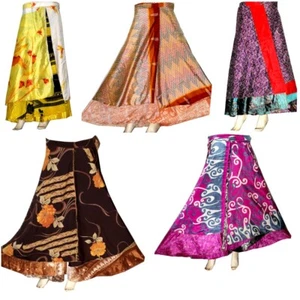 Gonna Indiana Vintage Seta Riciclata Avvolgente Intorno Reversibile Donna Lotto 20 Pz - Foto 1 di 8