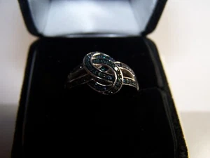 NEW CHUCK CLEMENCY 90 BLUE DIAMOND STERLING SILVER COCKTAIL RING 5 1/2 SIGNED - Picture 1 of 9