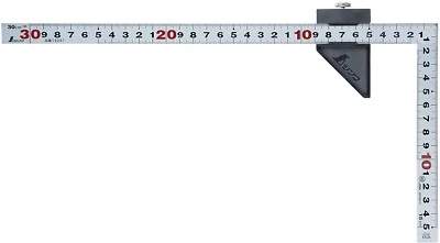 SHINWA CARPENTER'S SQUARE WITH PLASTIC STOPPER (30cm) 12438 - Image 1 of 4