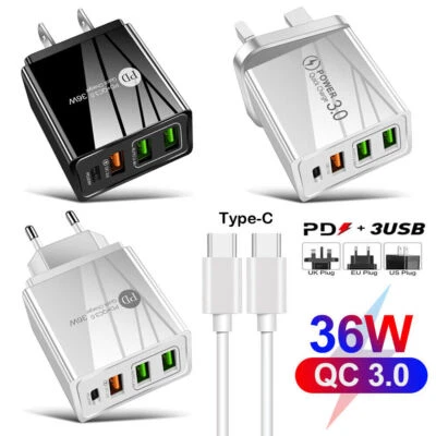 For Google Pixel 8 7A 7 Pro 6 6A 36W Multi Port USB PD Fast Charger Adapter Plug - Image 1 of 4