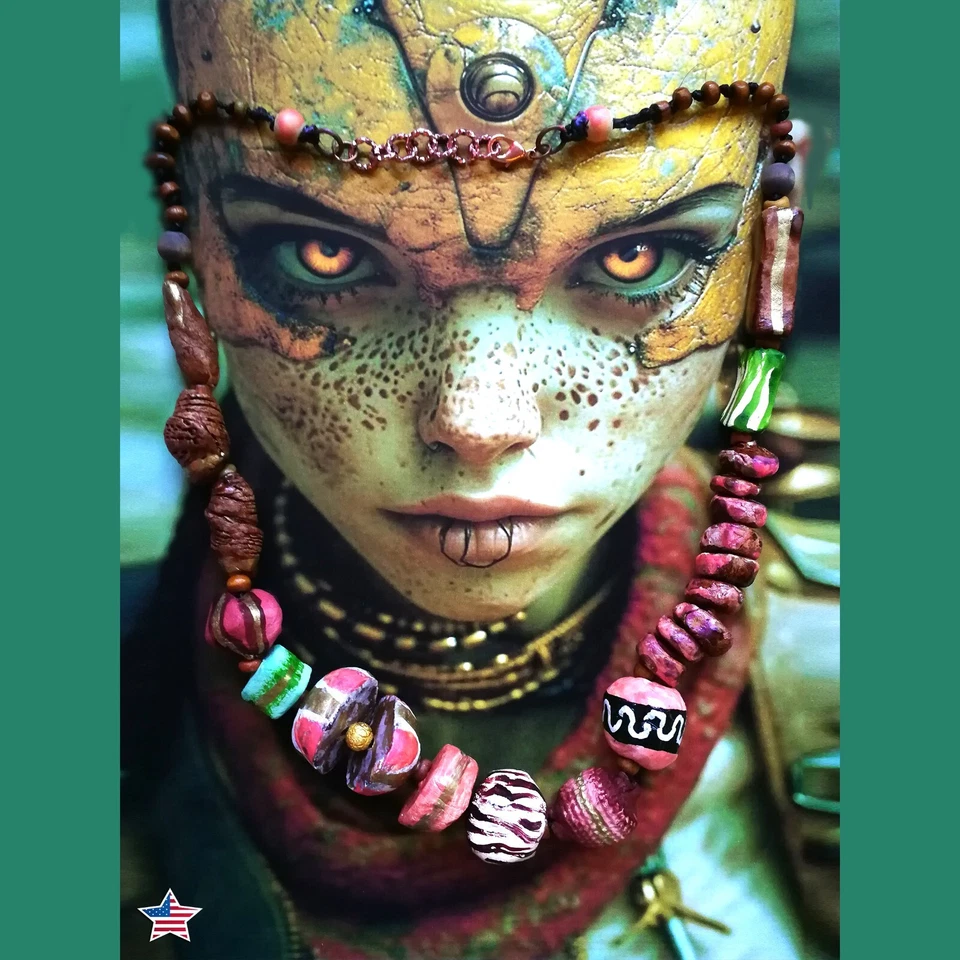 Joyería de Lujo Collar con Cuentas Grueso Declaración Joyería Neo Brutalista Boho Babero Foto 1 de 4