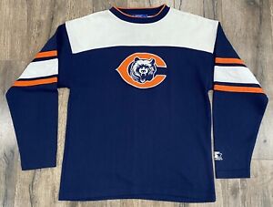 Vintage 90s Chicago Bears Blue Starter Stitched Long Sleeve Sweater Large NFL
