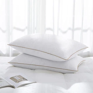 Set of 2 Soft Feather Bed Pillows, King or Queen Pillows Brethabale Cotton Cover - Picture 1 of 6