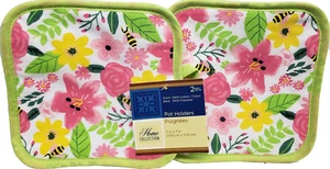 Set 2 porta pentole stampate da cucina, 7"x7", FIORI MULTICOLORI,API E FOGLIE,GR - Foto 1 di 11
