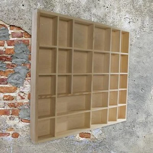 Estantes de exhibición de madera 28 compartimentos montados en pared unidad de almacenamiento flotante colgante - Imagen 1 de 12