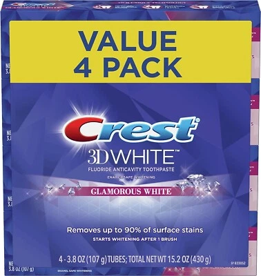 Crest 3D White Zahnpasta Glamorous White Vitalizing Deluxe - 4 PACKUNGEN SET