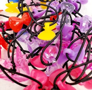 24 Pink blue kids braid Scrunchie jumbo beads hair tie girl Ball Ponytail Holder - Picture 1 of 11