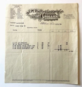 1935 J M Radford Grocery Co Billhead per Beechnut DoubleMint Gum Abilene, Texas - Foto 1 di 3