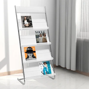 4 Tiers Newspaper Rack Magazine Stand Literature Holder Book Magazine Display - Picture 1 of 18