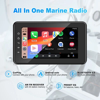 8" Marine Multimedia Player Waterproof Boat Stereo Wireless CarPlay Android Auto - Image 1 of 4