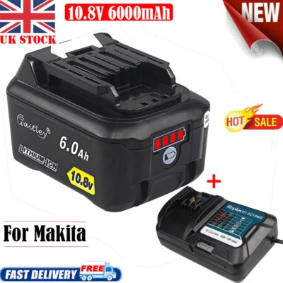 10.8V 6.0Ah CXT Li-lon Battery for Makita BL1040B BL1015 With DC10WD charger