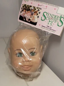 Syndee's Crafts Medium JAYA Green Eyes DOLL HEAD #32210 NEW NOS 1990 Tongue Out - Picture 1 of 6