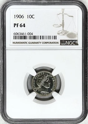 1906 BARBER DIME PROOF NGC PF64 - Image 1 of 2