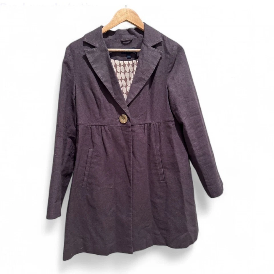 Boden фиолетовый серый бушлат Blazer размер Великобритании 14 / США 10 льняной хлопок куртка ретро - Изображение 1 из 4