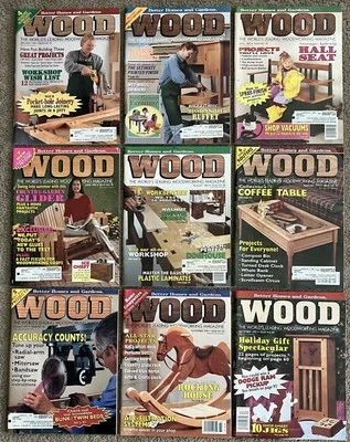 Vintage 1995 Better Homes & Gardens WOOD Magazine 76-84 Lot Of 9 Complete Year Foto 1 de 4