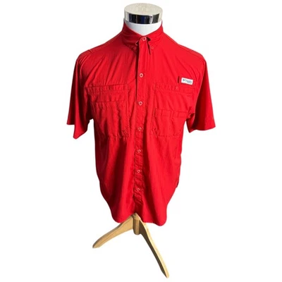 Camisa Columbia PFG Tamiami con botones para hombre talla pequeña S roja pesca al aire libre Foto 1 de 4