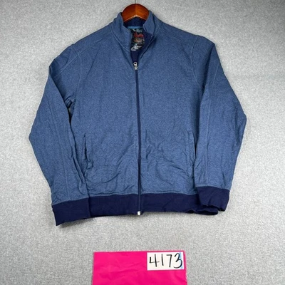 Suéter Robert Graham Pequeño Azul Marino Borde en Contraste Cremallera Completa Informal Clásico Para Hombres Foto 1 de 4