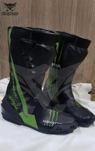 Kawasaki Motorcycle Riding Boots Genuine Leather Motorbike Racing Shoes Boots - Picture 1 of 4